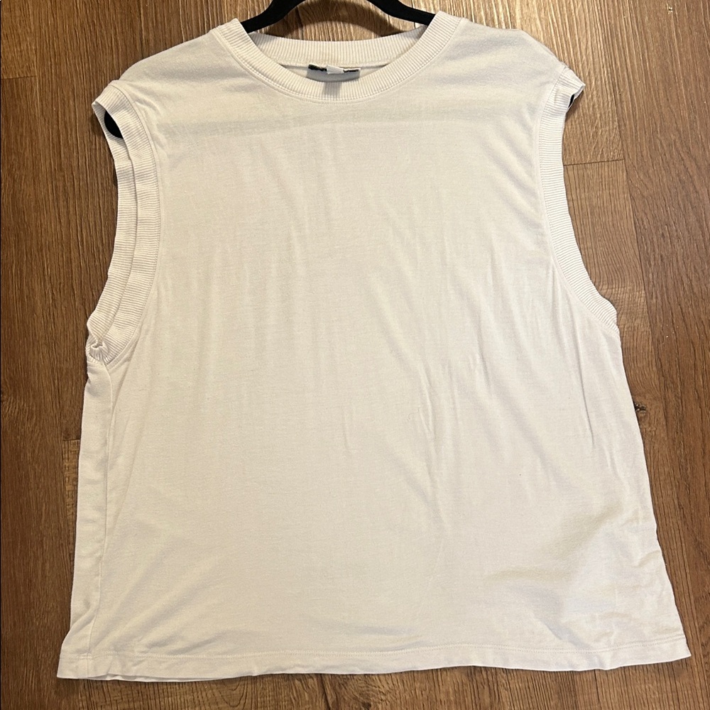 Topshop Off-White Sleeveless Muscle Tee